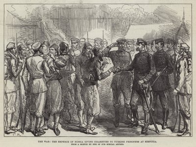 The War, the Emperor of Russia giving Cigarettes to Turkish Prisoners at Simnitza by Sir John Charles Robinson